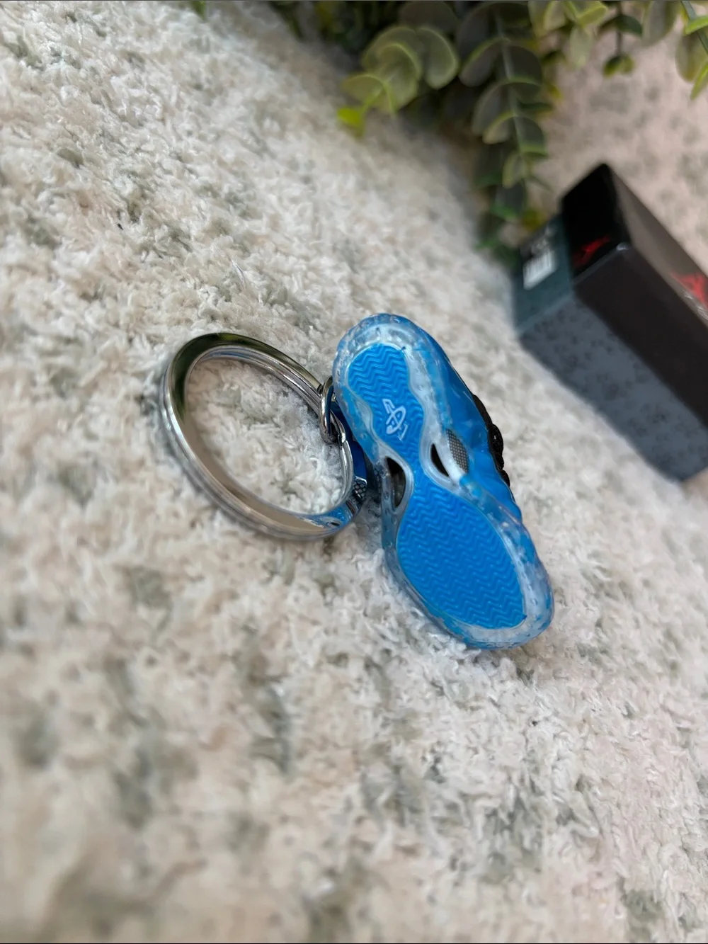 Air Jordan 3D mini sneaker keychain in blue and black with Flight Nike Box NWT